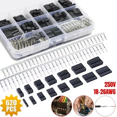 620x Male Dupont Wire Header Connector Crimp Pin Housing Kit Female Jumper Pin