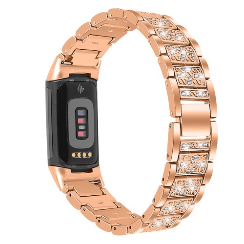 Per Fitbit Charge 5 6 Bracciale Cristallo Lucente Cinturino Acciaio Inox Cinturino Casual - Foto 16 di 24