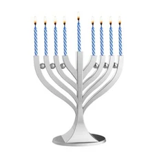 Zion Judaica Mini Classic Menorah with Mini Birthday Size Hanukkah Candles - ...
