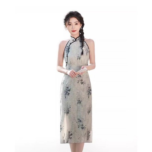 Sleeveless improved Retro Jacquard New Chinese Style Waist Women Cheongsam NEW - Picture 13 of 19