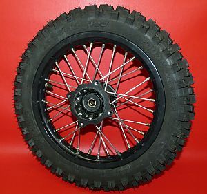 Roue avant 1.40x12 noire complète pour moto cross et pitbike