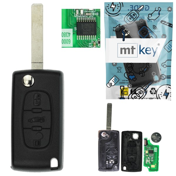 Klapp Funk SchlüSsel 3 Tasten ID46 434MHZ VA2 VA6 FüR Peugeot YYY SW 07-09-image
