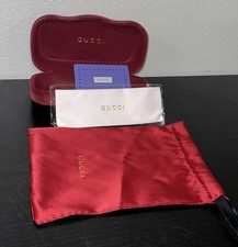 Gucci Sunglasses Red Velvet Hard Clamshell Case Dust Bag Cloth Authenticity card