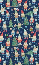 Christmas Fabric | Gnome Tree Present Allover Blue | Dear Stella YARD
