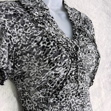 top babydoll maglia y2k taglia s leopardato volant trasparente fata grunge indie nero grigio