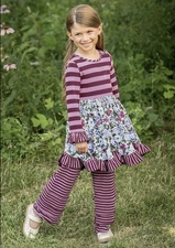 Matilda Jane Wise One Dress Purple Stripes Floral Choose Your Own Path Size 4