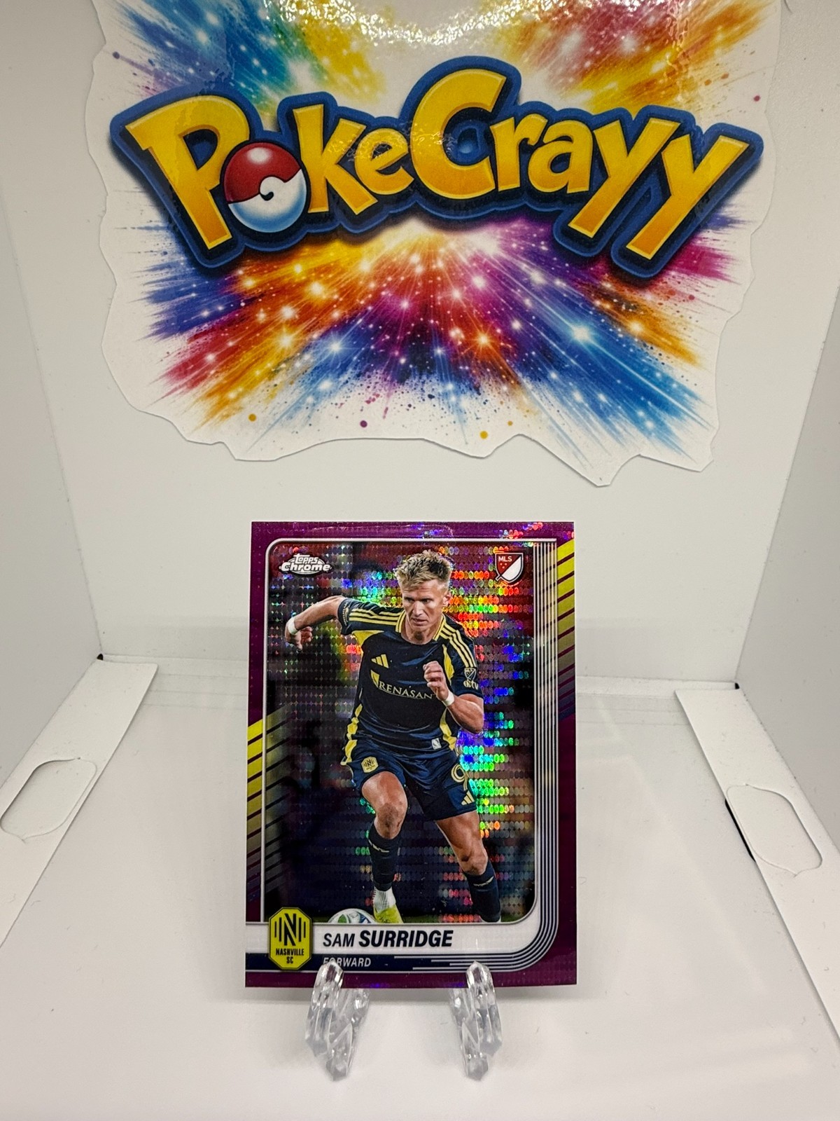2025 Topps Chrome MLS #152 Sam Surridge Magenta Pulsar Refractor Nashville SC