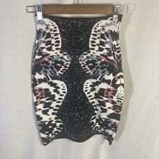 BCBG MAXAZRIA black multicolor butterfly pull on bodycon pencil skirt XXS