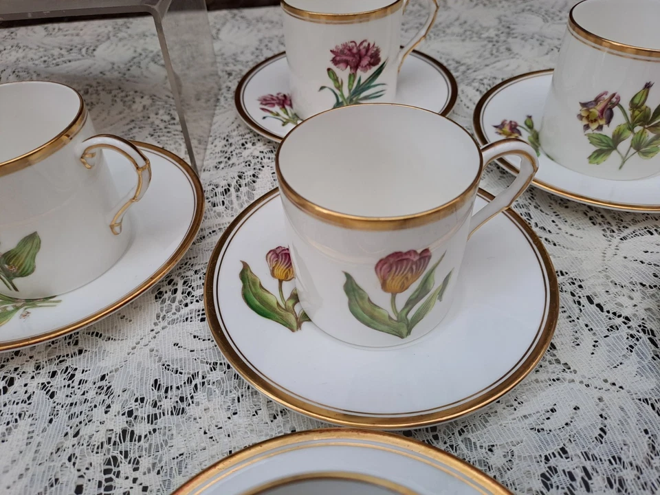 Royal Worcester Hand painted flowers Demitasse cups and saucers - image 4 of 4
