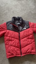 The North Face Men's Red/Black Polyester Puffer Jacket Full Zip Logo Size S