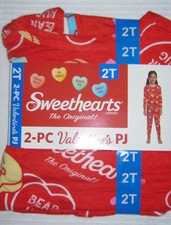 NWT Sweetheart Valentine Red Girls Pajama Set Shirt  Pants Candy Hearts Size 2T