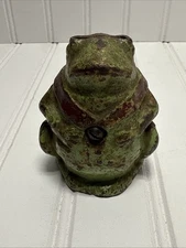 Cast Iron PROFESSOR PUG FROG Still Penny Coin Bank Antique 