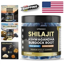 Natural Energy Support: Organic Shilajit Gummies with 105+ Trace Minerals - 60ct
