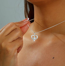 Heart Necklace Valentines Day Romantic Love Gifts for Her 14k Gold/Silver