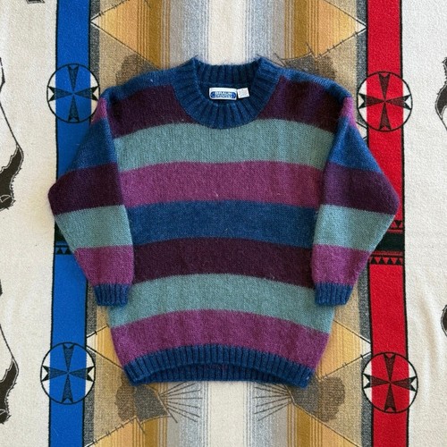 Vintage Women’s Mohair Knit Sweater Size Medium Colorful Stripes 70s 80s - Image 1