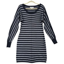 Olive Oak Striped Long Sleeve Button Detail Sweater Dress Women's Size M