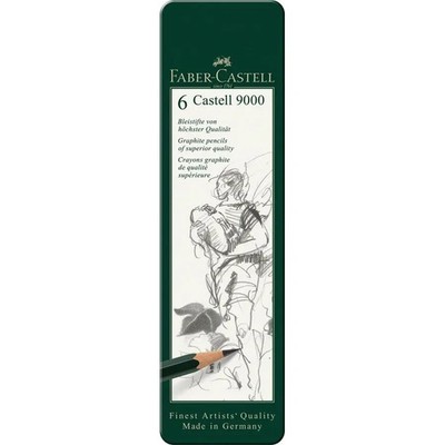 Faber-Castell Castell 9000 graphite pencil tin of 6 119063