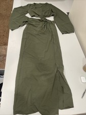 ASOS DESIGN Tall channel detail cutout maxi dress in khaki green 4