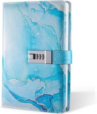 Diary with Lock, A5 Lockable Journal, PU Leather Combination Lock Diary, Lock...