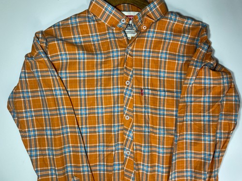 Camicia donna LEVI'S taglia XL quadri maniche lunghe arancione blu casual vintage - Foto 2 di 10
