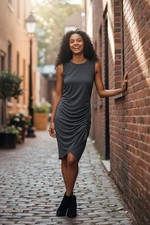 Treasure & Bond Ruched Casual Dress In Grey Size Small NWT