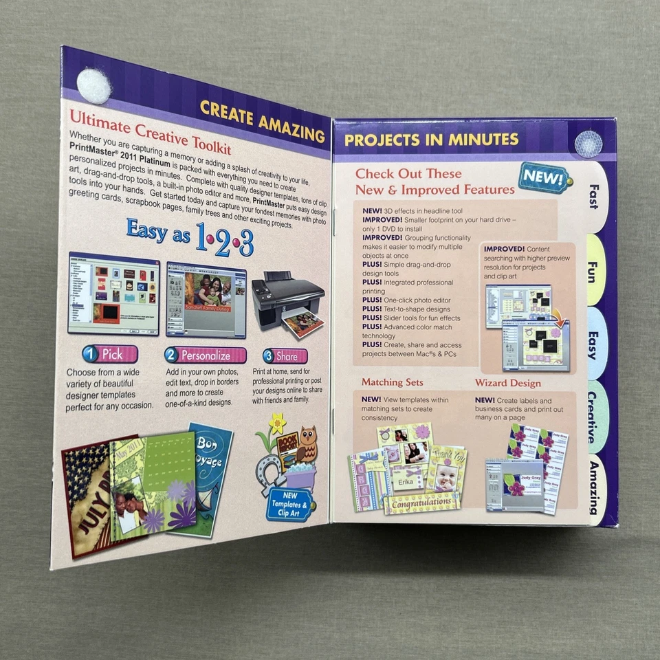 PrintMaster 2011 Platinum (PC / Mac DVD-ROM Box Set Windows) Broderbund Project - Image 3 of 4