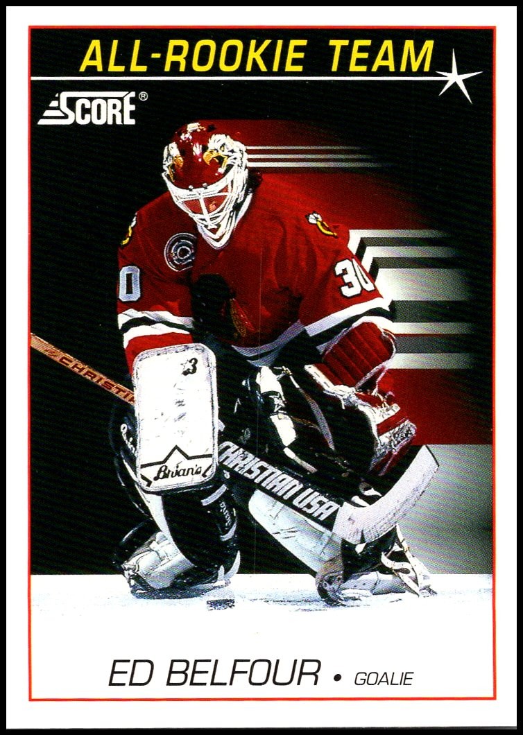 1991-92 Score American #348 Ed Belfour - All-Rookie Team HOF FREE SHIPPING!