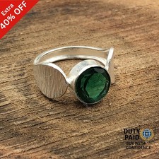 Valentines Sale 925 Sterling Silver Green Emerald Gemstone Band New Ring Jewelry