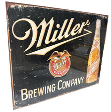 Miller Brewing Vintage Beer Tin Sign wall decor 12.5" x 16" Made in USA
