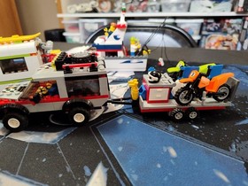 Used LEGO CITY Camper Van 7639, Fishing Boat 4642, Red Pickup 4433 Trailer Lot