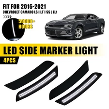 Front Rear Bumper Side LED Marker Light Lamp Smoked For Chevy Camaro 2016-2022