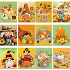 12 Pcs Pre Drawn Canvas Pre Printed Canvas Set for Adults Cute Printed to Pai...