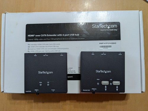 Startech - ST121USBHD - Hdmi Over Cat6 Extender With 4 Port Usb Hub - 50m 1080p - 第 1/4 張圖片