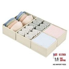 Drawer Organizers Clothes, Dresser Organizer Bins for Baby 4 Pack Beige