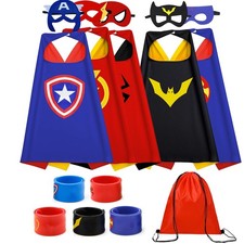 KARAZZO Kids Capes Set and Wristbands Boys One Size, Red Blue Black Yellow