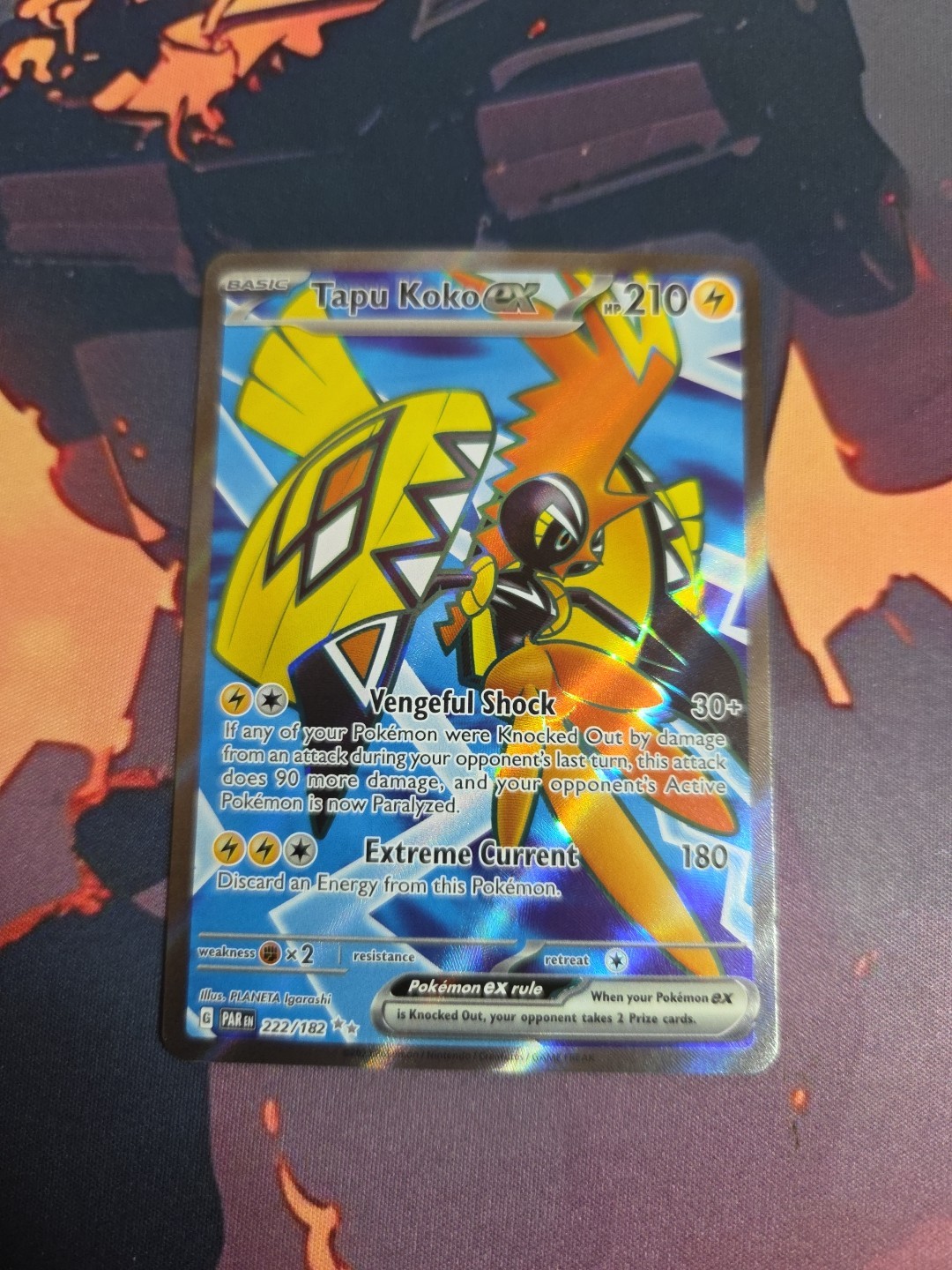 Pokemon TCG Card Tapu Koko ex 222/182 SV04: Paradox Rift Holo Near Mint