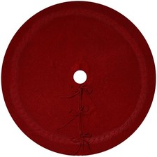 Red Cream Christmas Tree Skirt Round Thicken Christmas Tree Decor