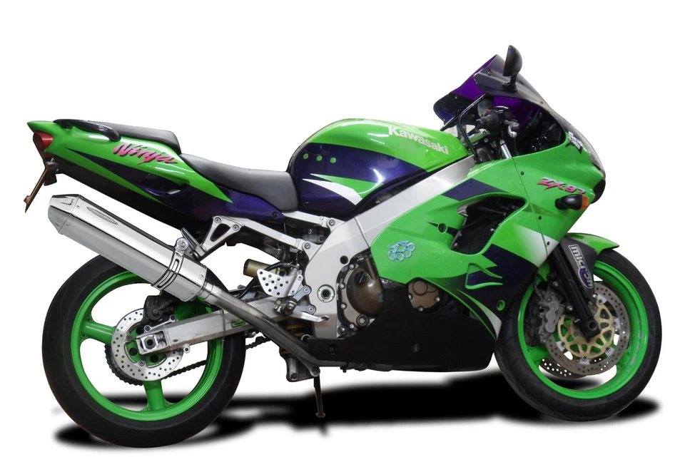 Kit de silenciador de escape de acero inoxidable triovalado de 17" Slip On Kawasaki ZX-9R Ninja 2000-01 Foto 3 de 4