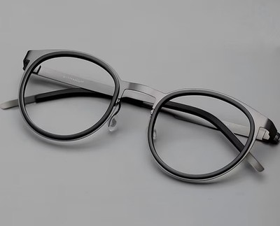 Ultraleichte Titan Retro-Brille  Gunmetal/Schwarz stylisch & minimalistisch NEU