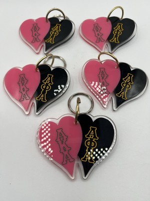 Set Vintage Alpha Phi Alpha and Alpha Kappa Alpha Plastic Key Chain Unique