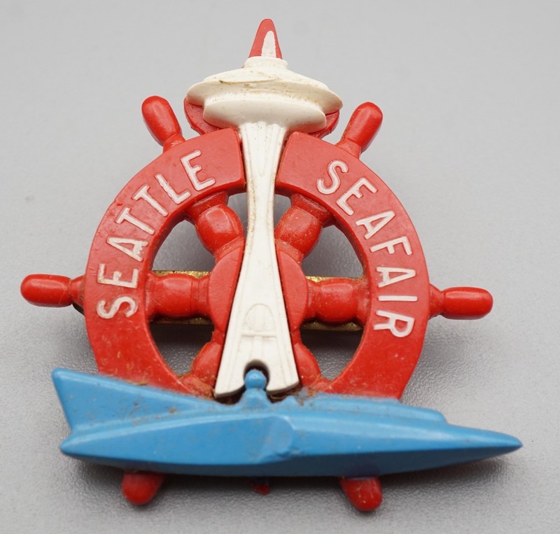 Vintage 1962 Seattle Skipper Seafair Space Needle Hydroplane Pin RARE