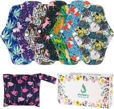 Reusable Menstrual Pads 7 in 1, 25.4cm 4 Layers , Bamboo Cloth Pads for Heavy F