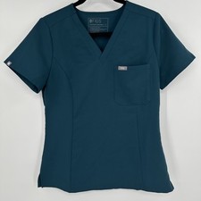 Figs Scrub Top Womens Small Blue Technical Collection Medical Uniform Nursing