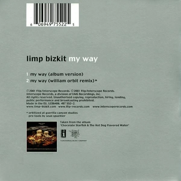 Limp Bizkit My Way CD Europe Interscope 2001 single in card sleeve design has - Image 2 of 2