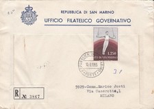 1955 SAN MARINO - No. 419 Gymnast 200 Lire on FIRST DAY ENVELOPE