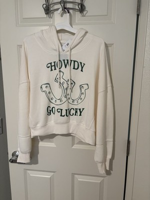 Grayson Threads Howdy Go Lucky Graphic White Pullover Hoodie XL Women