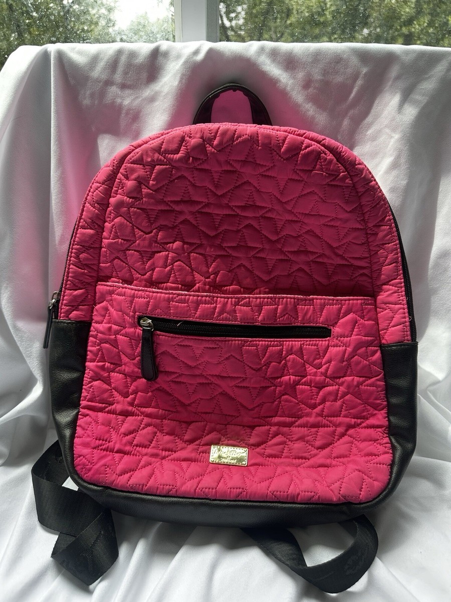 Luv Betsey Johnson Black/pink Quilted Hooded Backpack Hoodie  display picture 1