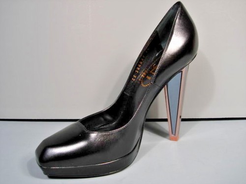 SAINT LAURENT YSL 37 TRIPON BLACK LEATHER FACETED MIRROR HEEL PLATFORM PUMP NEW - Picture 4 of 10