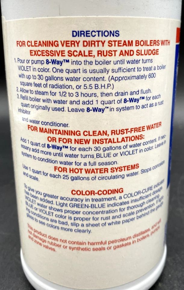 (3) RECTORSEAL 8-WAY BOILER WATER TREATMENT, STEAM & HOT WATER, COLOR-CODED CURE - Image 4 of 4