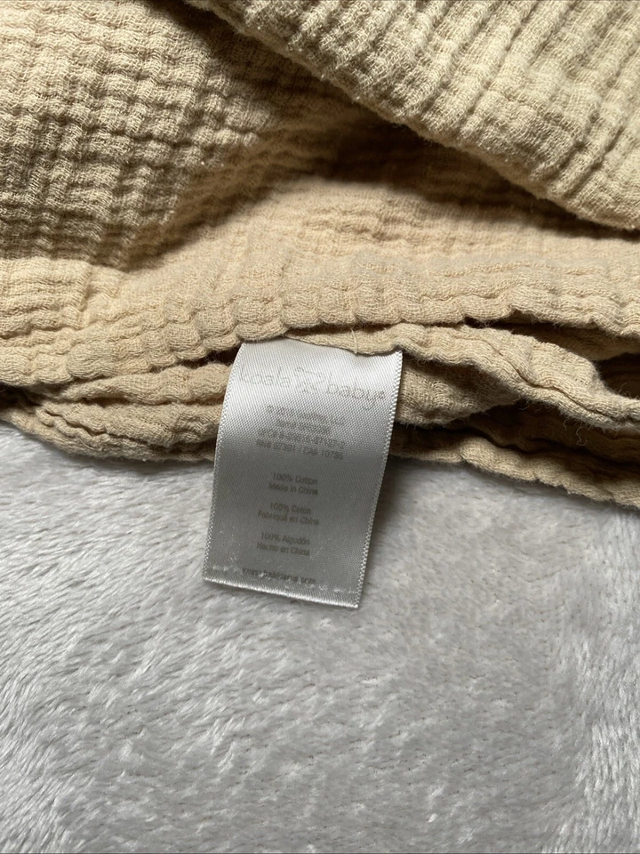 考拉宝宝纯色棕褐色毛毯棉薄纱襁褓柔软 Lovey 42"x44" — 第 3/4 张图片